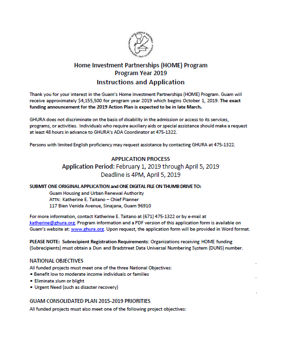 Home Investment Partnerships Grant (HOME) Application Form